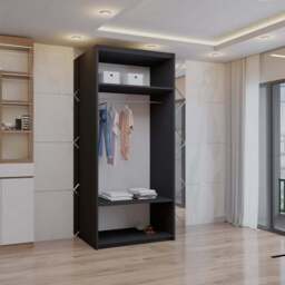 Sliding Wardrobes 4U 2 Sliding Door Black Full Length Mirrored Wardrobe 90cm - Size: 2 Door - Wilko - thumbnail 3