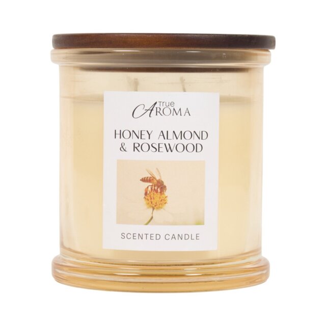 Honey Almond and Rosewood Scented Candle - True Aroma - Wilko - image 1