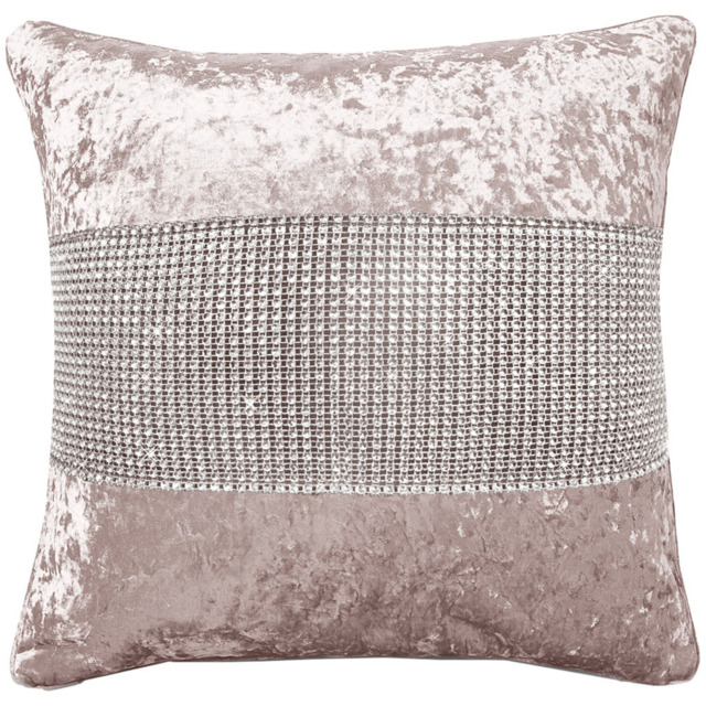 Intimates Diamonte Crushed Velvet Blush Filled Cushion 43 x 43cm 2 Pack - Pink - Wilko - image 1