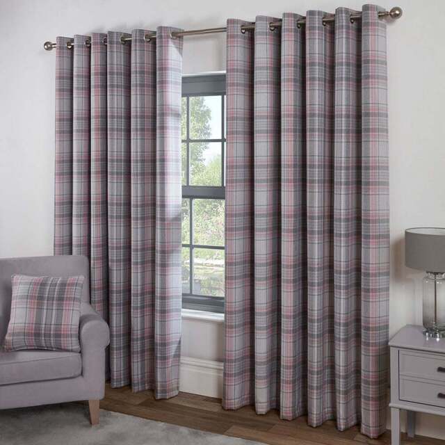 Divante Hatfield Blush Check Blackout Curtain 168 x 137cm - Size: W 168 x D 137cm - Wilko - image 1