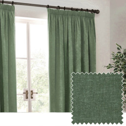 Yard Green Heavy Chenille Velvet Pencil Pleat Curtains 229 x 137cm - Size: 137 x 229 x 1cm - Wilko - thumbnail 5