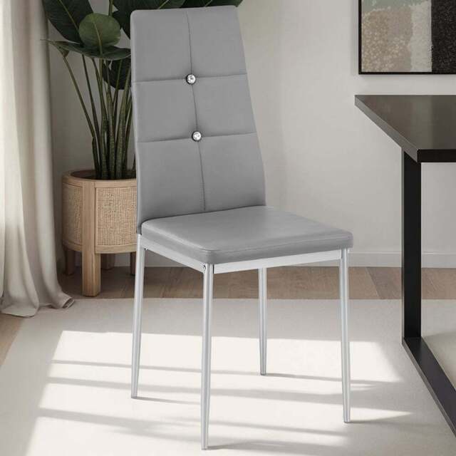 tectake Set of 4 Grey Rhinestone Highlight Dining Chairs - Wilko - image 1