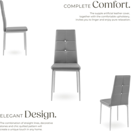 tectake Set of 4 Grey Rhinestone Highlight Dining Chairs - Wilko - thumbnail 6