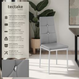 tectake Set of 4 Grey Rhinestone Highlight Dining Chairs - Wilko - thumbnail 5