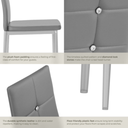tectake Set of 4 Grey Rhinestone Highlight Dining Chairs - Wilko - thumbnail 7