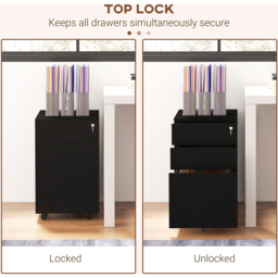 Portland Vinsetto Black 3 Drawer Vertical Filing Cabinet - Size: 3 Drawers - Wilko - thumbnail 7