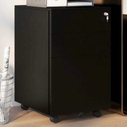 Portland Vinsetto Black 3 Drawer Vertical Filing Cabinet - Size: 3 Drawers - Wilko