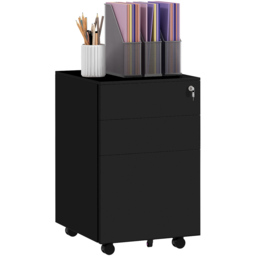 Portland Vinsetto Black 3 Drawer Vertical Filing Cabinet - Size: 3 Drawers - Wilko - thumbnail 3