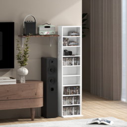 HOMCOM 9 Shelf White DVD and CD Media Storage Unit - Size: 140 x 24 x 33cm - Wilko - thumbnail 4