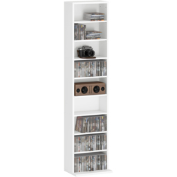 HOMCOM 9 Shelf White DVD and CD Media Storage Unit - Size: 140 x 24 x 33cm - Wilko - thumbnail 3