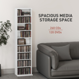 HOMCOM 9 Shelf White DVD and CD Media Storage Unit - Size: 140 x 24 x 33cm - Wilko - thumbnail 5