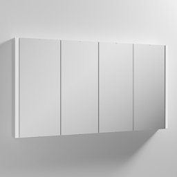 nuie Eden 4 Door Gloss White Wall Hung Mirror Cabinet 1200mm - Size: 650 x 1180 x 110mm - Wilko