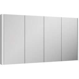 nuie Eden 4 Door Gloss White Wall Hung Mirror Cabinet 1200mm - Size: 650 x 1180 x 110mm - Wilko - thumbnail 3