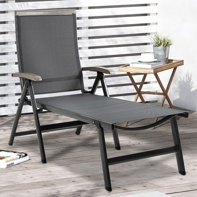 Outsunny Grey Chaise Adjustable Sun Lounger - Size: 1 Seater - Wilko - image 1