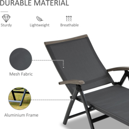 Outsunny Grey Chaise Adjustable Sun Lounger - Size: 1 Seater - Wilko - thumbnail 7