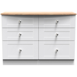 Crowndale Sussex 6 Drawer White Ash and Bardolino Oak Chest of Drawers Ready Assembled - Wilko - thumbnail 4