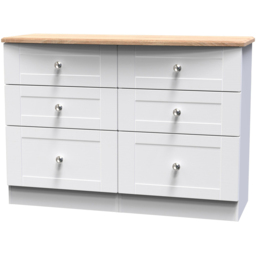 Crowndale Sussex 6 Drawer White Ash and Bardolino Oak Chest of Drawers Ready Assembled - Wilko - thumbnail 3