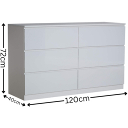 Home Source Lugano 6 Drawer Grey Wide Chest of Drawers - Wilko - thumbnail 7