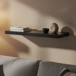 Harbour Housewares 80cm 2 Pack Black Floating Wall Shelf - Size: 28 x 86 x 8cm - Wilko - thumbnail 6