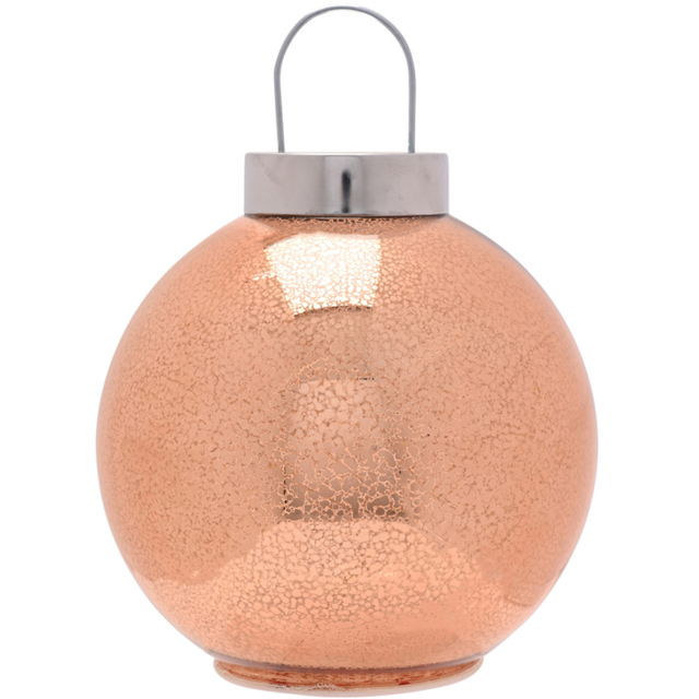 The Seasonal Gift Co. Rose Champagne LED Fairy Light Crackle Mercury Glass Bauble 20cm - Size: 1 Piece - Wilko - image 1