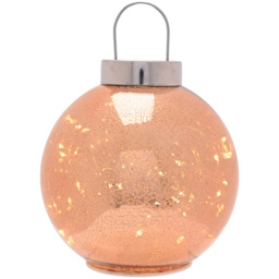 The Seasonal Gift Co. Rose Champagne LED Fairy Light Crackle Mercury Glass Bauble 20cm - Size: 1 Piece - Wilko - thumbnail 3