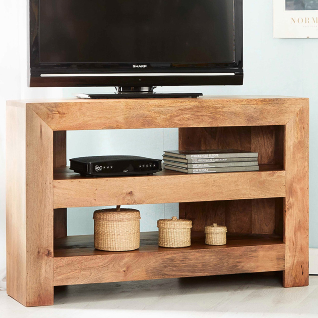 Brooklyn Napoli Toko 2 Shelf Light Mango Corner TV Unit - Size: 65 x 100 x 54cm - Brown - Wilko - image 1