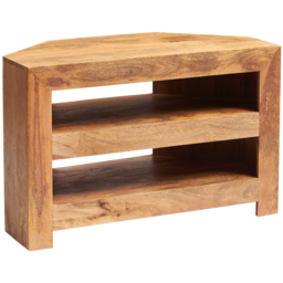 Brooklyn Napoli Toko 2 Shelf Light Mango Corner TV Unit - Size: 65 x 100 x 54cm - Brown - Wilko - thumbnail 3