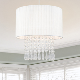 Cosylyte Winni Cream White Beaded Voile Easyfit Modern Lamp Shade - Size: 21 x 32 x 32cm - Wilko - thumbnail 3