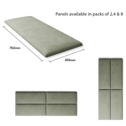 Aspire EasyMount Duck Egg Plush Velvet Upholstered Wall Mounted Headboard Panels 2 Pack - Green - Aspire Beds - Wilko - thumbnail 6