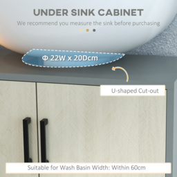 Kleankin 2 Door Wood Effect Under Sink Cabinet - Size: 60 x 30 x 60cm - Wilko - thumbnail 7