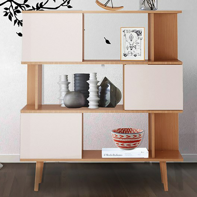 Loft24 Alandra 3 Door 3 Shelf Oak White Bookcase - Size: 130 x 120 x 33cm - Oak/ White cream - Wilko - image 1