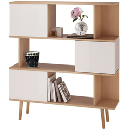 Loft24 Alandra 3 Door 3 Shelf Oak White Bookcase - Size: 130 x 120 x 33cm - Oak/ White cream - Wilko - thumbnail 6