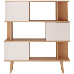 Loft24 Alandra 3 Door 3 Shelf Oak White Bookcase - Size: 130 x 120 x 33cm - Oak/ White cream - Wilko - thumbnail 4