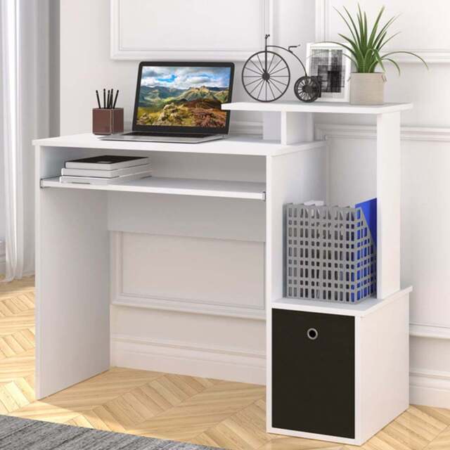 Portland Compact Computer Desk White - Size: 100 x 40 x 86cm - Wilko - image 1