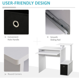 Portland Compact Computer Desk White - Size: 100 x 40 x 86cm - Wilko - thumbnail 6