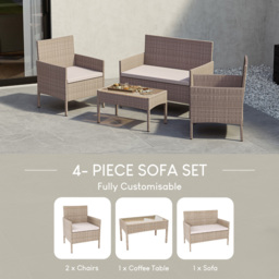 Garden Vida Kendal 4 Seater Natural PE Rattan Garden Lounge Set - Wilko - thumbnail 6