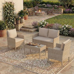 Garden Vida Kendal 4 Seater Natural PE Rattan Garden Lounge Set - Wilko - thumbnail 5