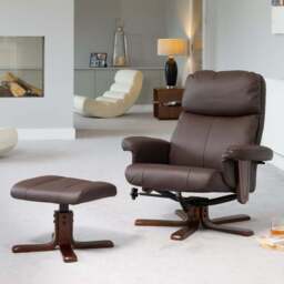 Artemis Home Woodacre Brown Swivel Recliner Chair with Footstool - Size: Single - Wilko