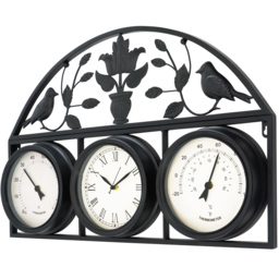Charles Bentley Wall Clock with Thermometer and Hygrometer - Size: L52 x W5 x H36cm - Black - Wilko - thumbnail 4