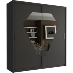 Sliding Wardrobes 4U Diamond 2 Door Grey Mirrored Wardrobe 150cm - Wilko - thumbnail 3