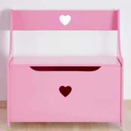 Premier Housewares Kids Pink Heart Storage Box and Seat - Size: 60 x 34 x 62cm - Premier Kids - Wilko