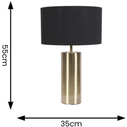 ValueLights Lexy Reni Black and Antique Brass Shade Touch Table Lamp - Size: 55 x 35 x 35cm - Gold - Wilko - thumbnail 7