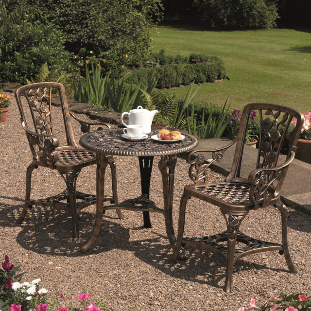 Garden Gear 2 Seater Bronze Rose Bistro Set - Brown - Wilko - image 1