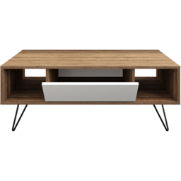 Decorotika Mistico 2 Open Shelf Walnut and White Coffee Table - Size: 45.6 x 120 x 60cm - Multi - Wilko - thumbnail 3