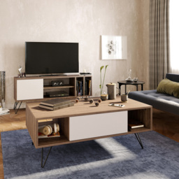 Decorotika Mistico 2 Open Shelf Walnut and White Coffee Table - Size: 45.6 x 120 x 60cm - Multi - Wilko - thumbnail 5
