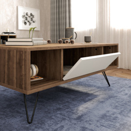 Decorotika Mistico 2 Open Shelf Walnut and White Coffee Table - Size: 45.6 x 120 x 60cm - Multi - Wilko - thumbnail 4