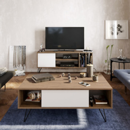 Decorotika Mistico 2 Open Shelf Walnut and White Coffee Table - Size: 45.6 x 120 x 60cm - Multi - Wilko - thumbnail 7