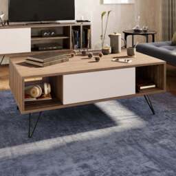 Decorotika Mistico 2 Open Shelf Walnut and White Coffee Table - Size: 45.6 x 120 x 60cm - Multi - Wilko