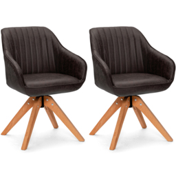 Costway Coffee Swivel Accent Chair Set of 2 - Size: Single - Brown - Wilko - thumbnail 3