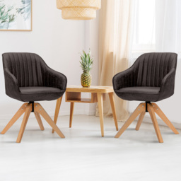 Costway Coffee Swivel Accent Chair Set of 2 - Size: Single - Brown - Wilko
